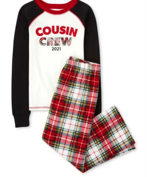 PLACE Cousin Crew 2021 Family Cotton and Fleece Pajama Set Size Medium 7/8